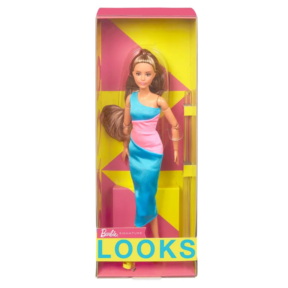 Barbie Signature Barbie Looks Puppe Model #15 Brunette Ponytail, Turquoise/Pink Dress Produktfoto