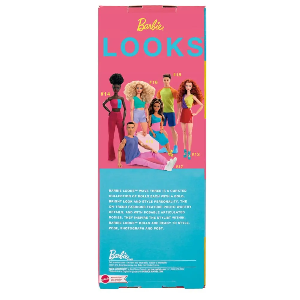 Barbie Signature Barbie Looks Puppe Model #15 Brunette Ponytail, Turquoise/Pink Dress Produktfoto