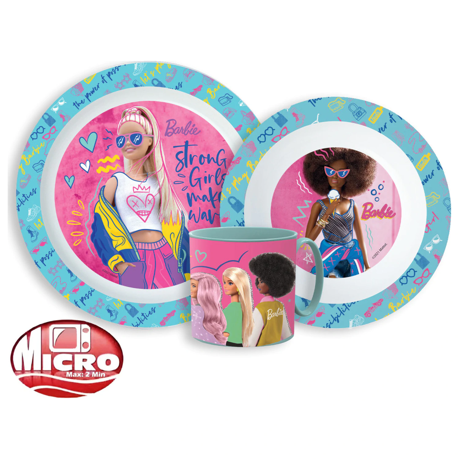 Barbie Stylish Geschirr-Set, Mikro-Kunststoff-Set mit Tasse Produktfoto
