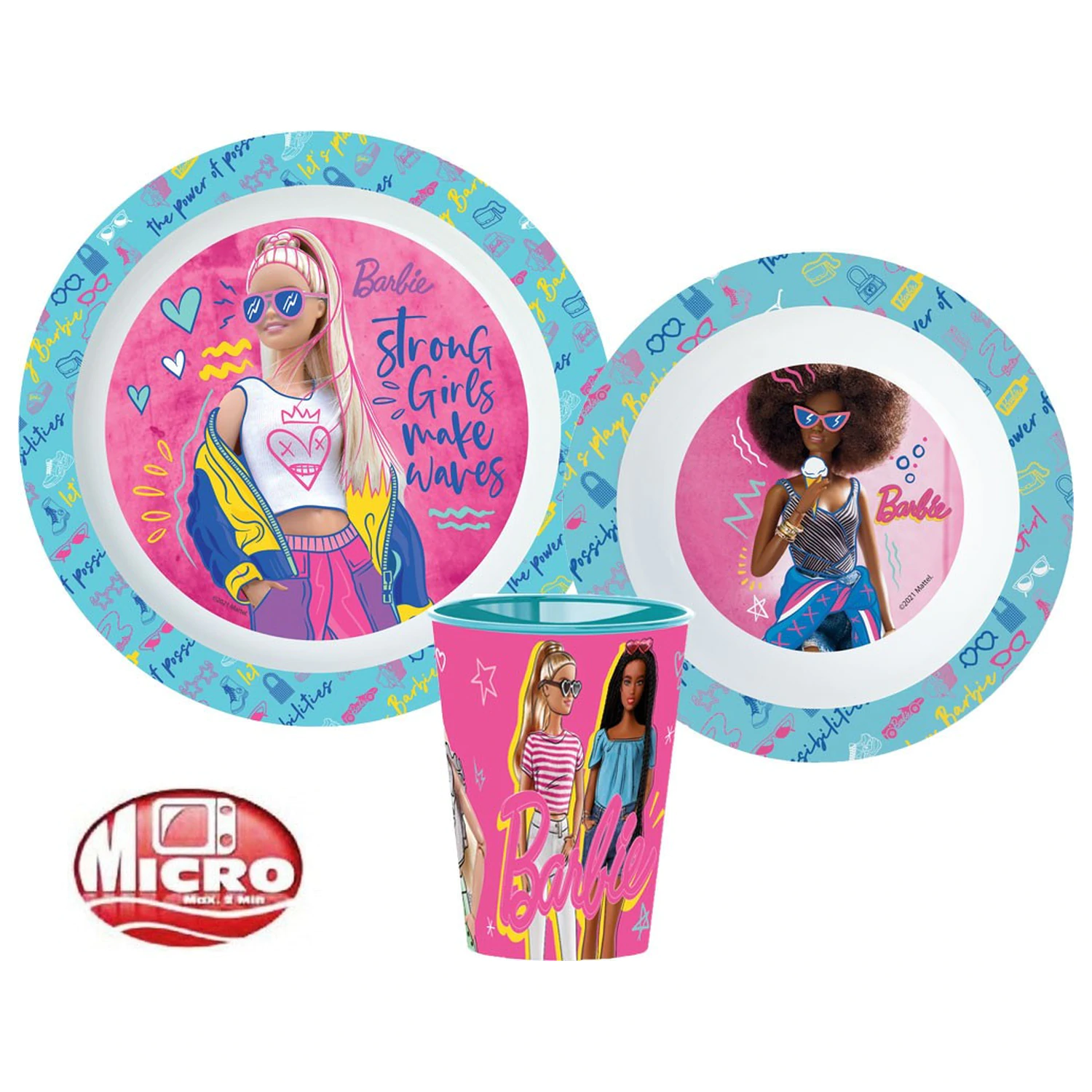 Barbie Stylish Geschirr Set, Mikroplastik Set, mit Glas 260 ml Produktfoto