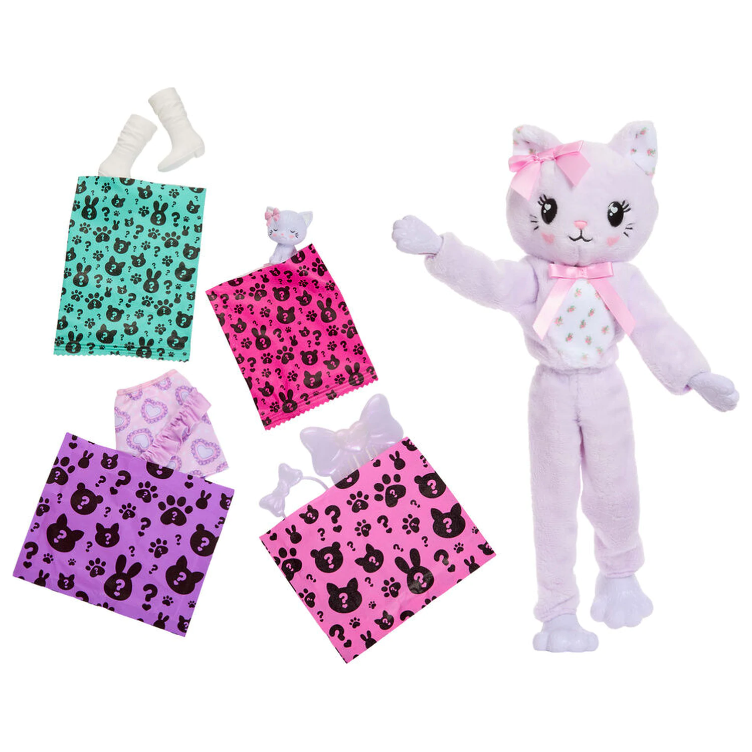 Barbie Sweet Ties Cutie Reveal Lilac Kitten Puppe Produktfoto