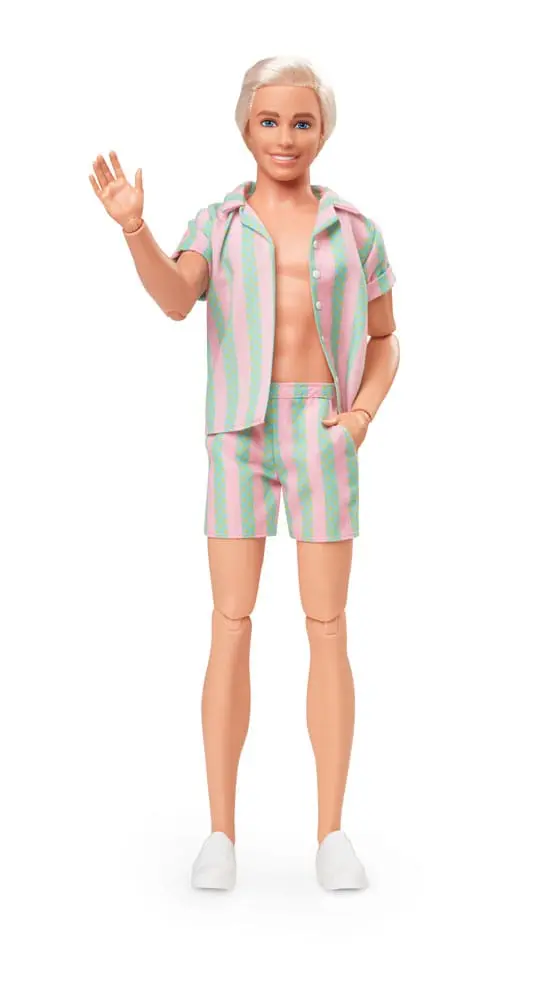 Barbie The Movie Puppe Ken Wearing Pastel Striped Beach Matching Set Produktfoto