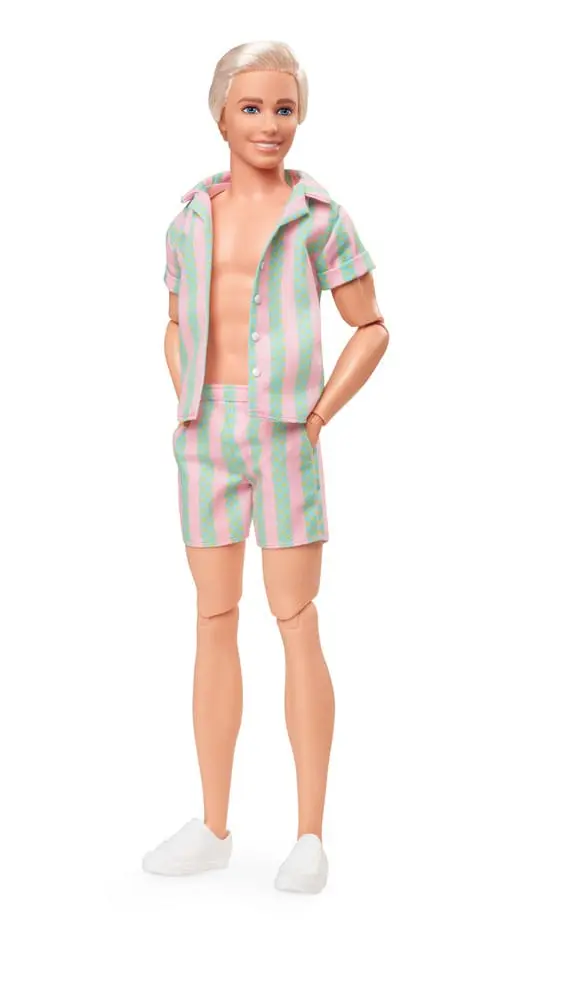 Barbie The Movie Puppe Ken Wearing Pastel Striped Beach Matching Set Produktfoto