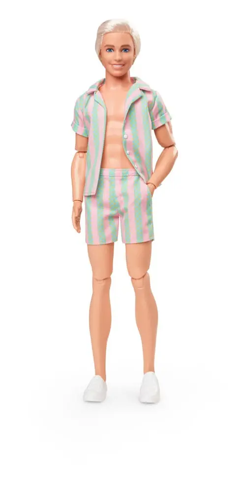Barbie The Movie Puppe Ken Wearing Pastel Striped Beach Matching Set Produktfoto