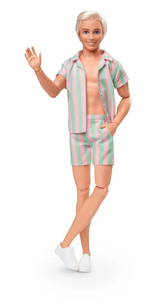 Barbie The Movie Puppe Ken Wearing Pastel Striped Beach Matching Set Produktfoto