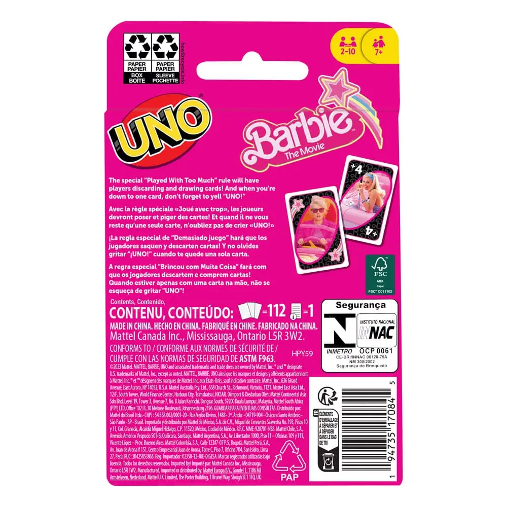 Barbie The Movie UNO Kartenspiel Produktfoto