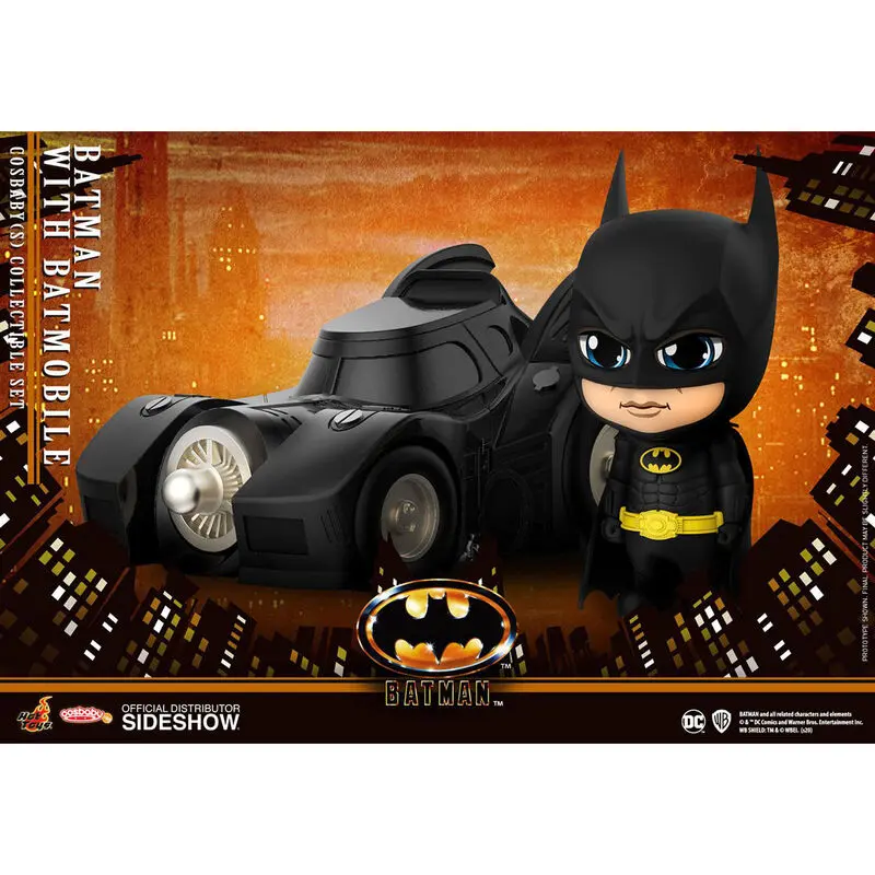 Batman 1989 Batman with Batmobile Cosbaby Figur 10cm Produktfoto