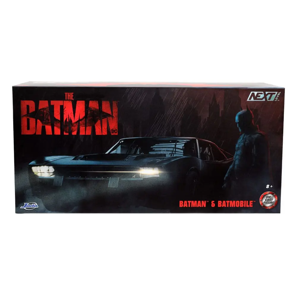Batman 2022 Hollywood Rides Diecast Modell 1/24 2022 Batmobil Black Chrome Convention Exclusive mit Figur Produktfoto