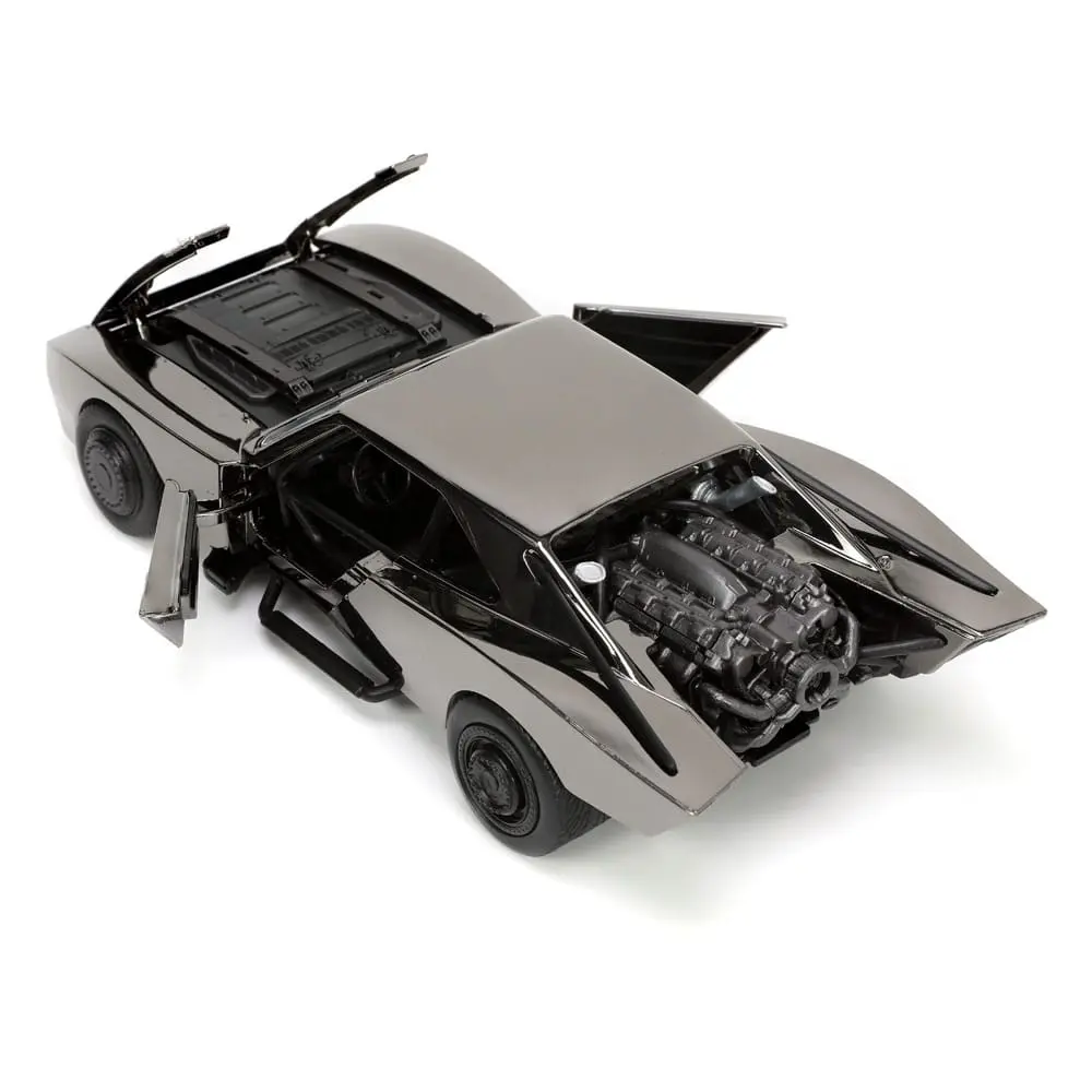 Batman 2022 Hollywood Rides Diecast Modell 1/24 2022 Batmobil Black Chrome Convention Exclusive mit Figur Produktfoto