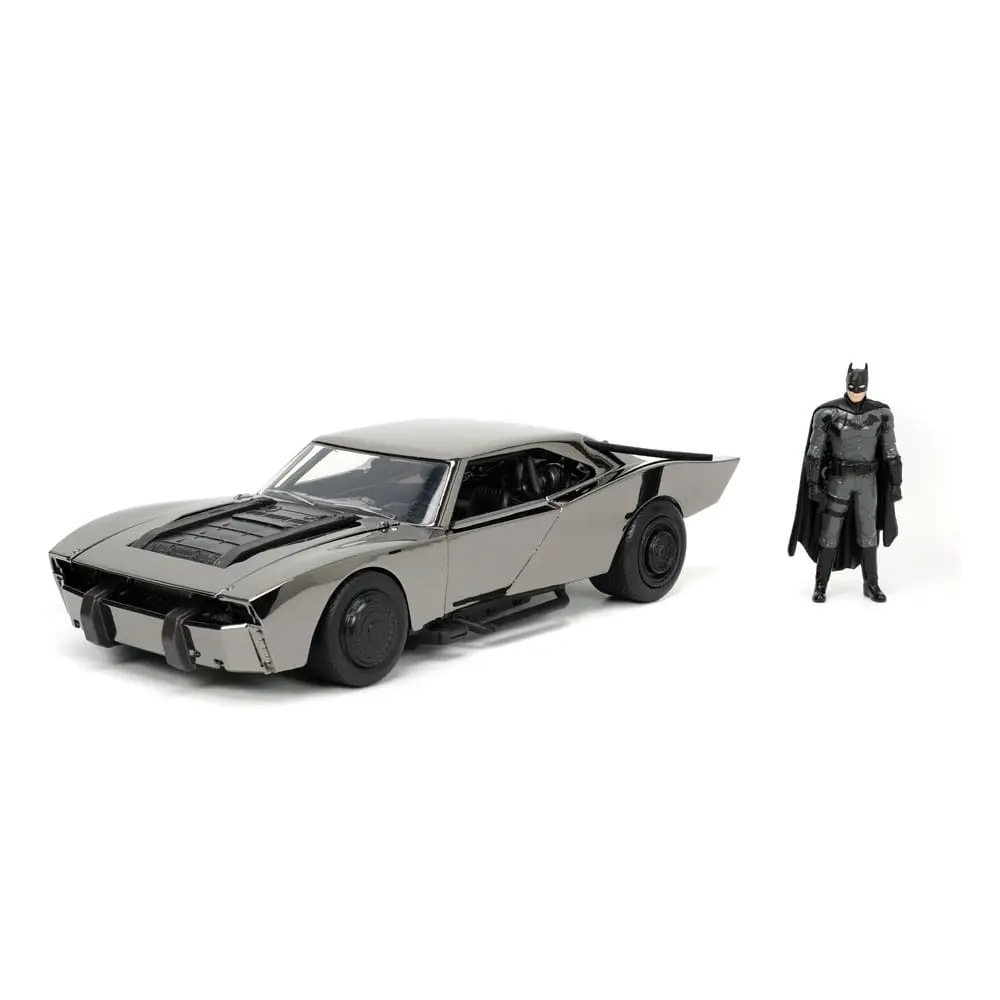 Batman 2022 Hollywood Rides Diecast Modell 1/24 2022 Batmobil Black Chrome Convention Exclusive mit Figur Produktfoto