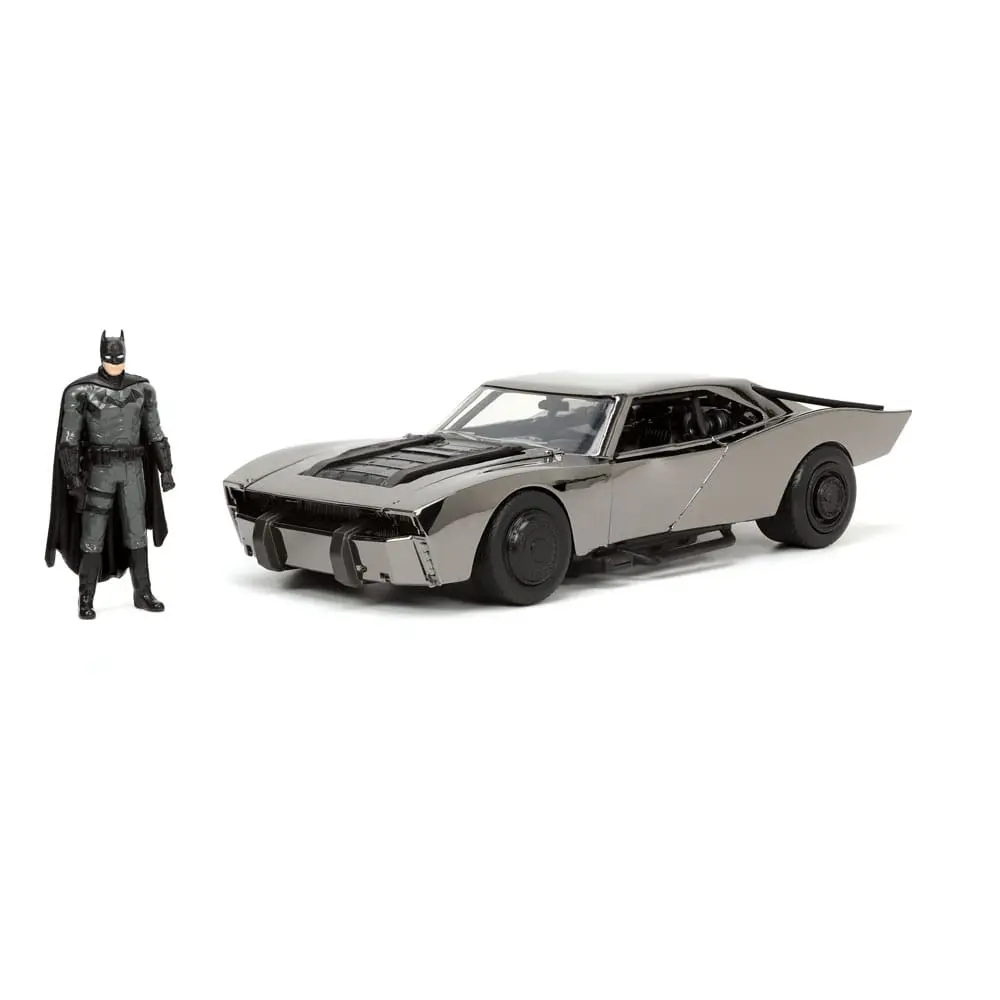 Batman 2022 Hollywood Rides Diecast Modell 1/24 2022 Batmobil Black Chrome Convention Exclusive mit Figur Produktfoto