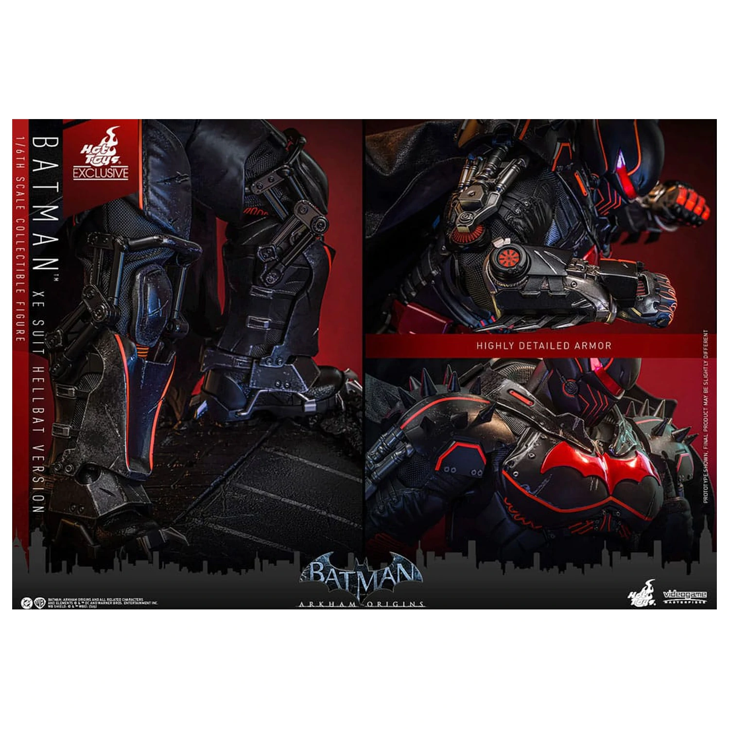 Batman Arkham Origins Videospiel Meisterwerk Actionfigur 1/6 XE Anzug Hellbat Version 33 cm Produktfoto