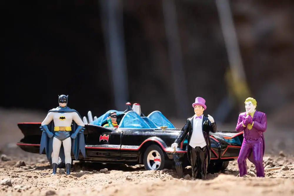 Batman Diecast Modell 1/24 5er Pack Classic TV Series Batman, Robin, Joker, Penguin &amp; Batmobile Produktfoto