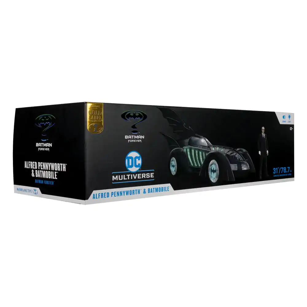 Batman Forever DC Multiverse Actionfigur mit Fahrzeug Alfred Pennyworth &amp; Batmobile (Gold Label) 79 cm Produktfoto