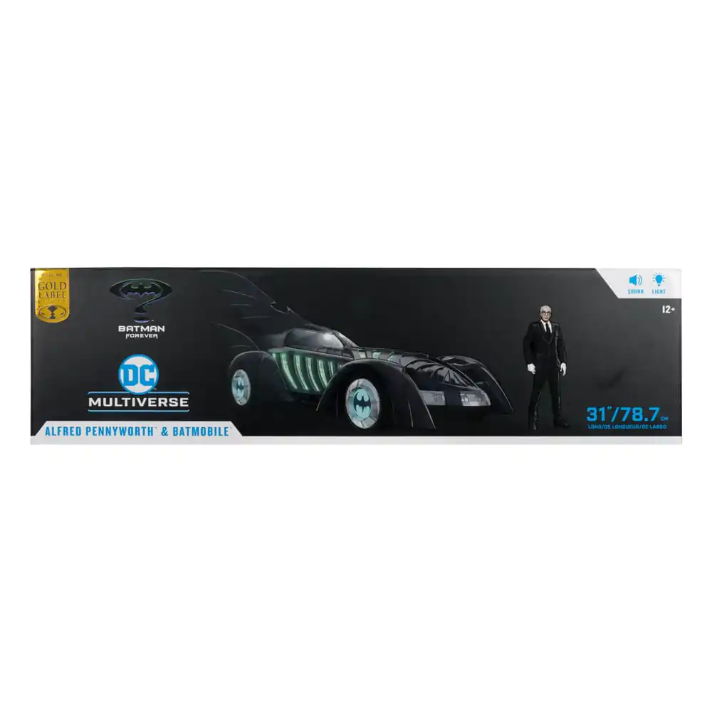 Batman Forever DC Multiverse Actionfigur mit Fahrzeug Alfred Pennyworth &amp; Batmobile (Gold Label) 79 cm Produktfoto