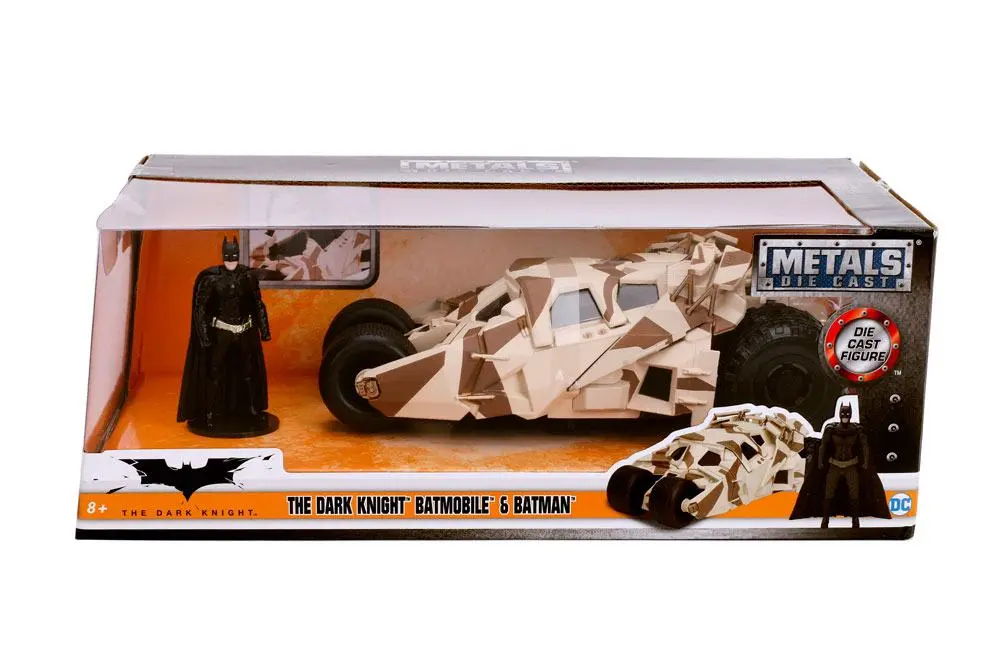 Batman The Dark Knight Diecast Modell 1/24 2008 Batmobile Camo mit Figur Produktfoto