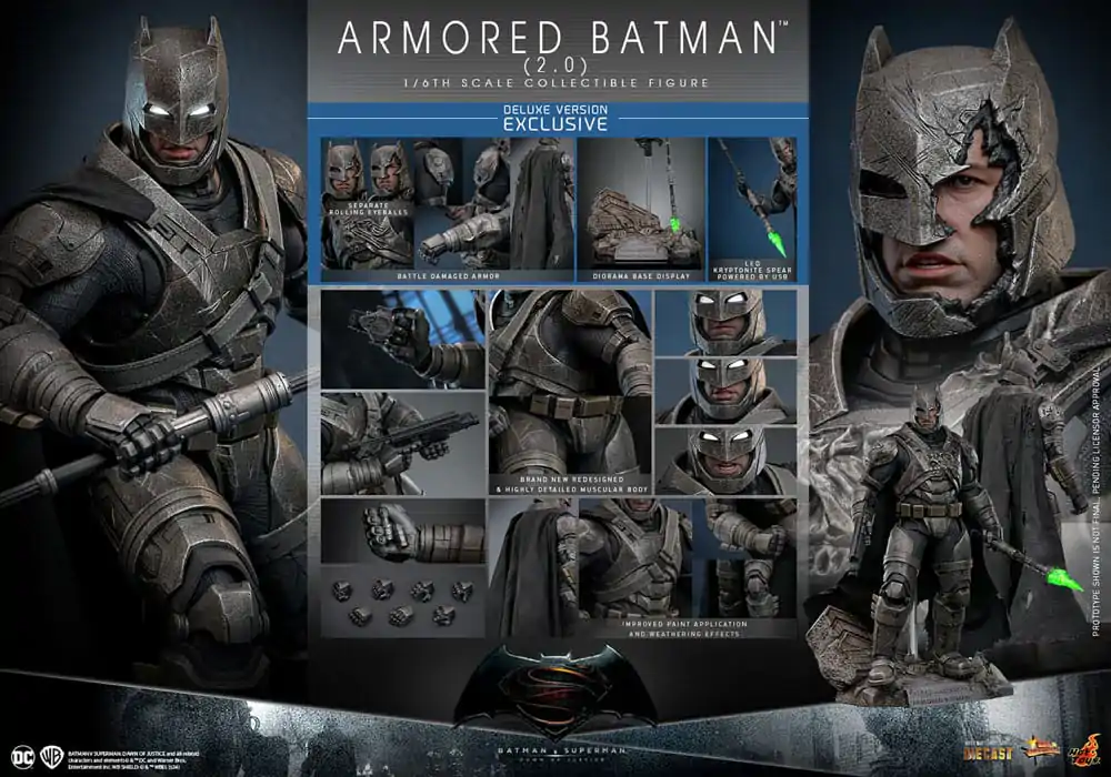 Batman v Superman: Dawn of Justice Movie Masterpiece Actionfigur 1/6 Armored Batman 2.0 (Deluxe Version) 33 cm termékfotó