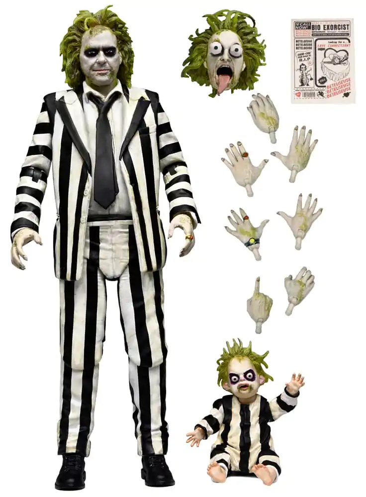 Beetlejuice Beetlejuice Action Figur 7 Scale Ultimate Striped Suit Beetlejuice 18 cm Produktfoto