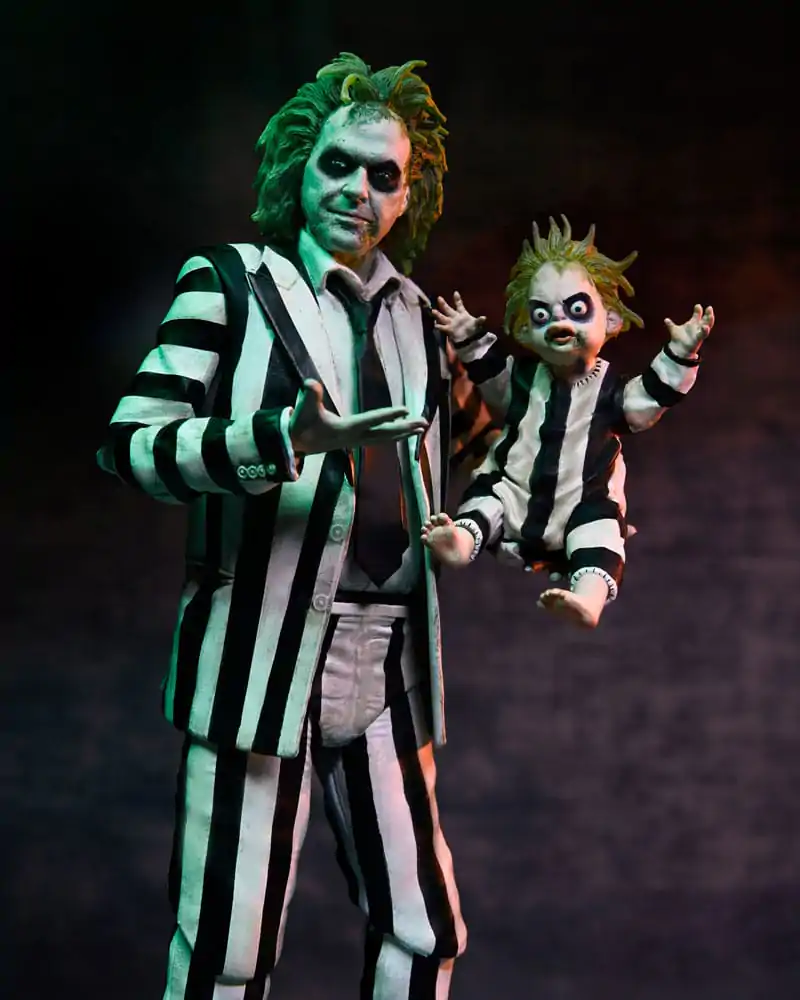 Beetlejuice Beetlejuice Action Figur 7 Scale Ultimate Striped Suit Beetlejuice 18 cm Produktfoto