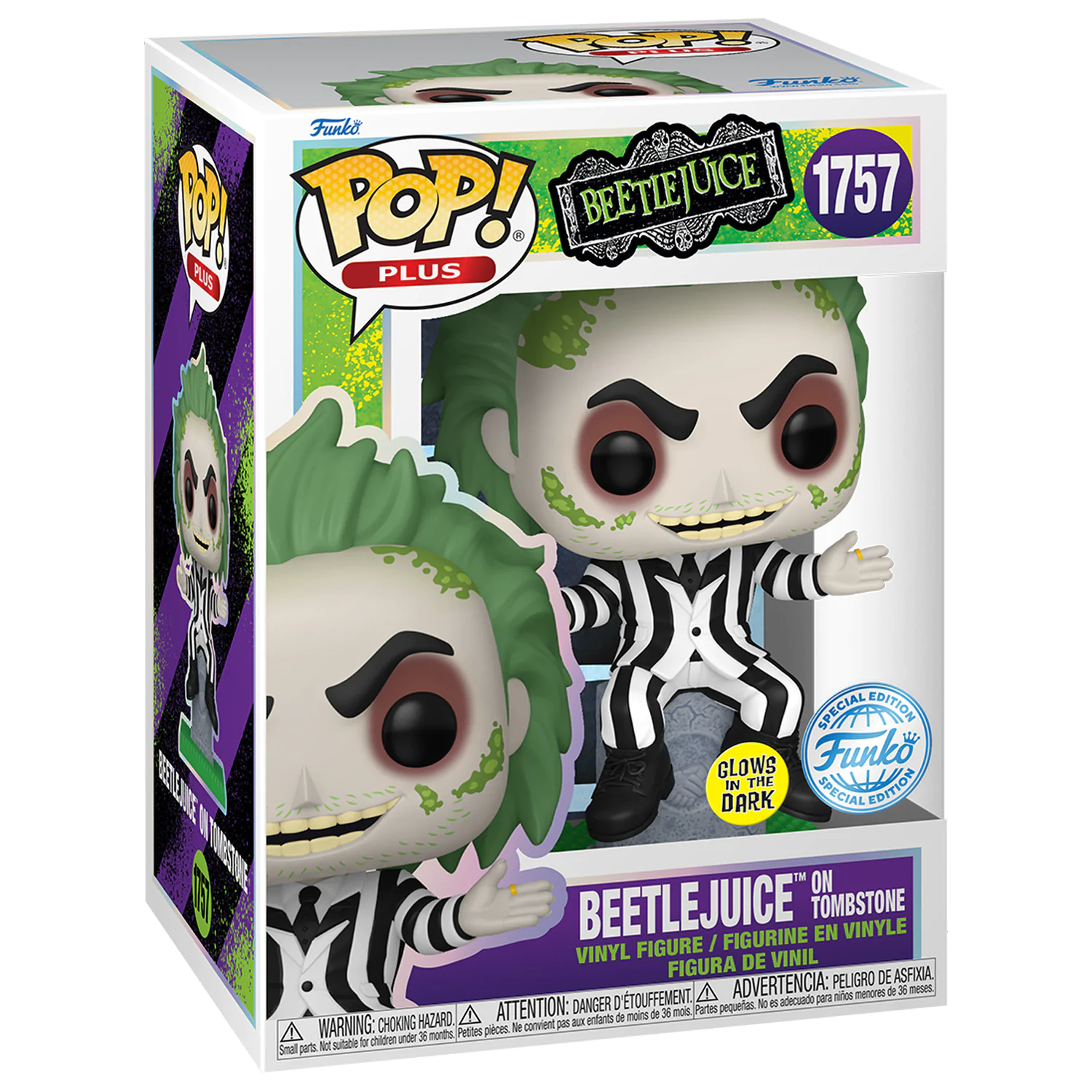 Beetlejuice Funko POP! Movies Vinyl Figur BTLJCE auf Stein (GW) Exclusive 9 cm Produktfoto