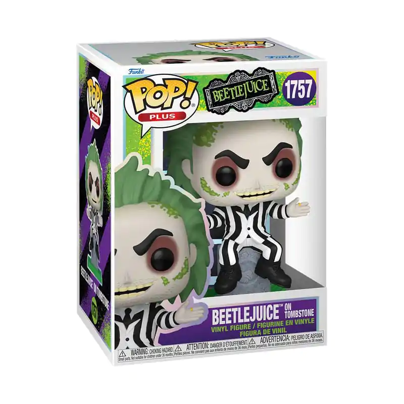 Beetlejuice Funko POP! Plus Movies Vinyl Figur Beetlejuice w/tombstone 9 cm Produktfoto