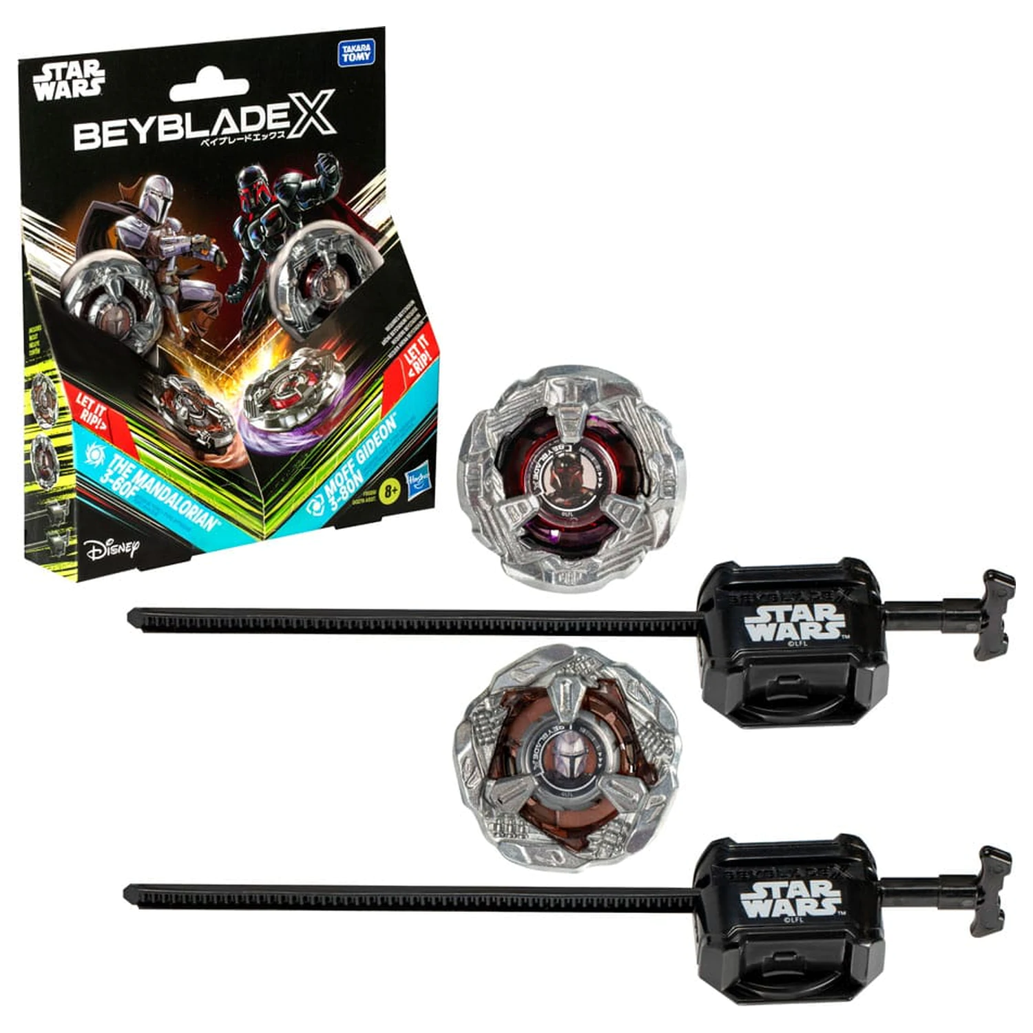 Beyblade X and Star Wars Collab The Mandalorian 3-60F gegen Moff Gideon 3-80N Produktfoto