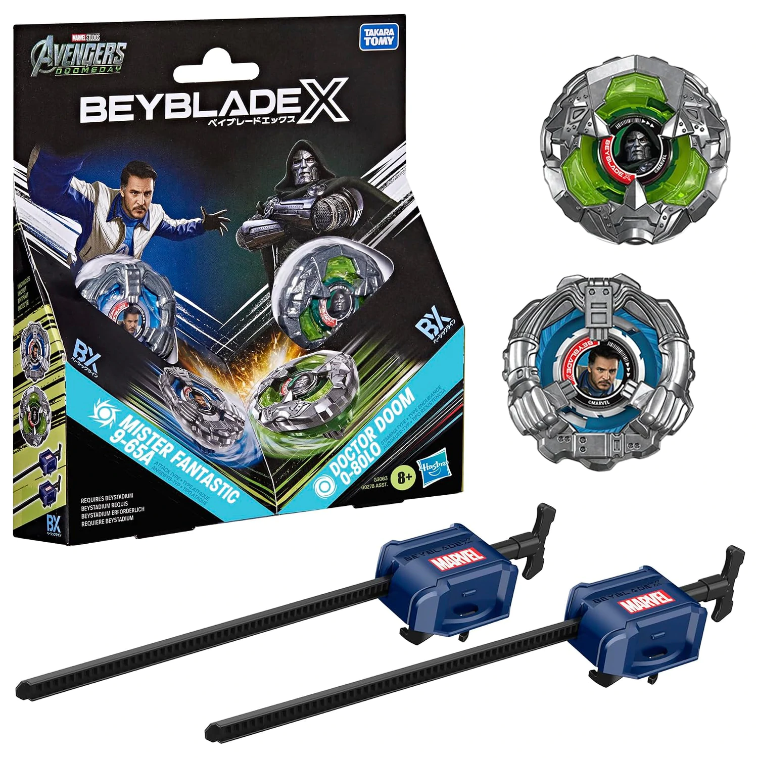 BEYBLADE X Mister Fantastic 9-65A & Doctor Doom 0-80LO Produktfoto