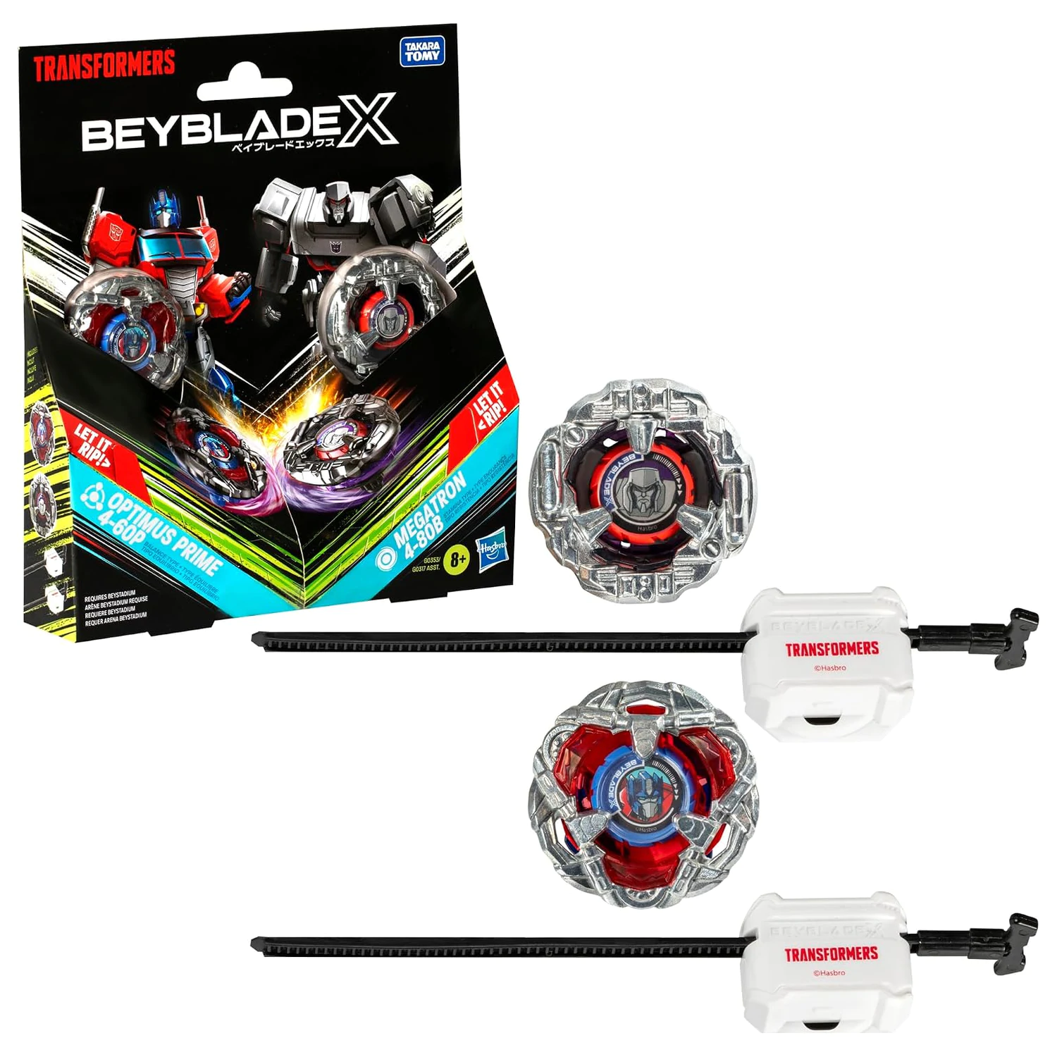 Beyblade X Optimus Prime 4-60P und Megatron 4-80B Produktfoto