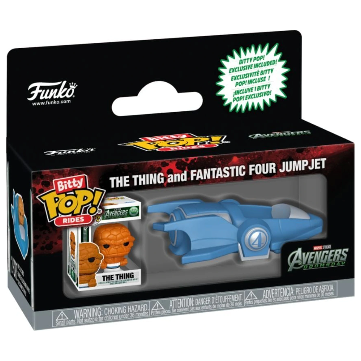 Bitty Funko POP Figur Ride Marvel Studios Avengers Doomsday The Thing And Fantastic Four Jump Jet Produktfoto