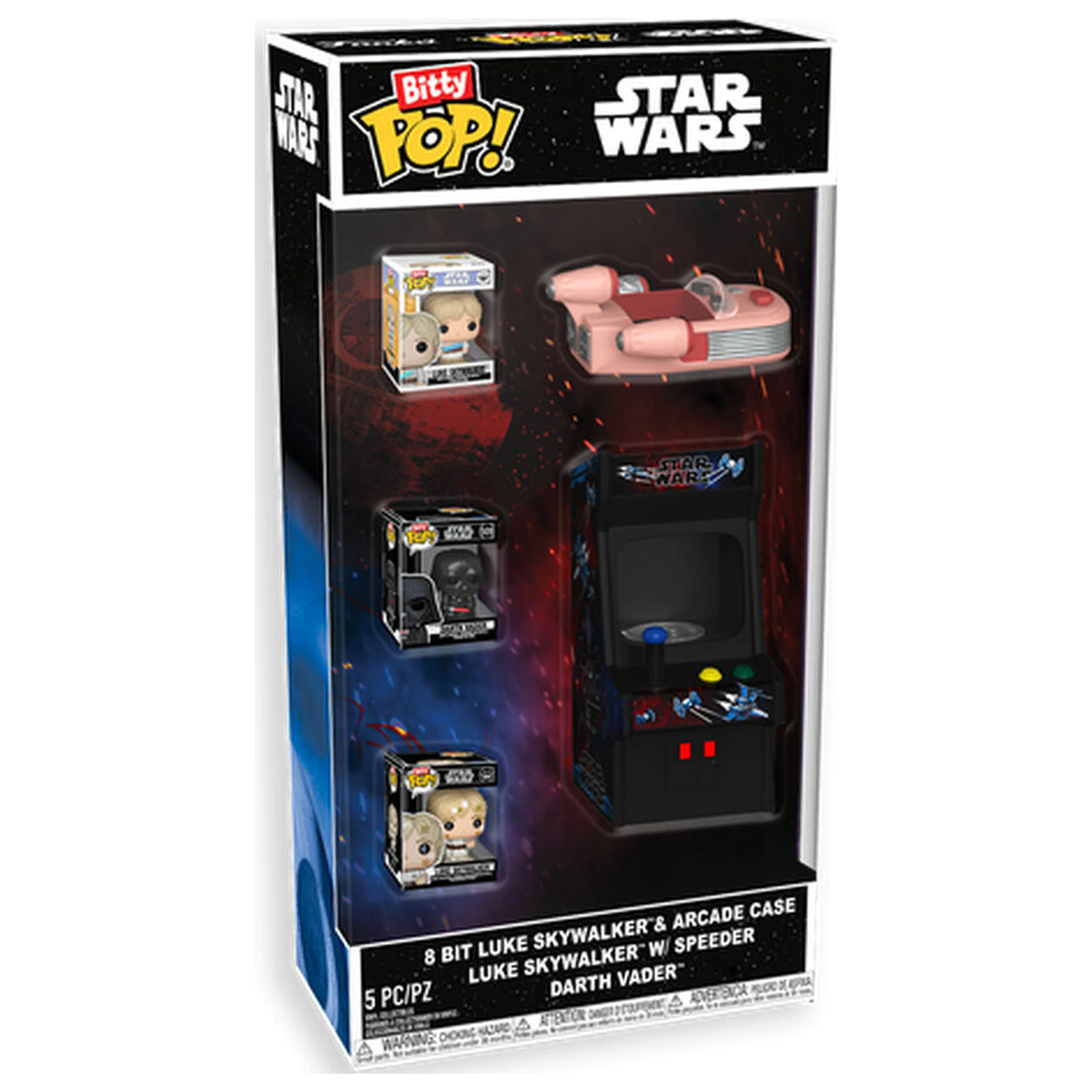 Bitty Funko POP Figur Star Wars 8 Bit Luke Skywalker & Arcade Case Produktfoto