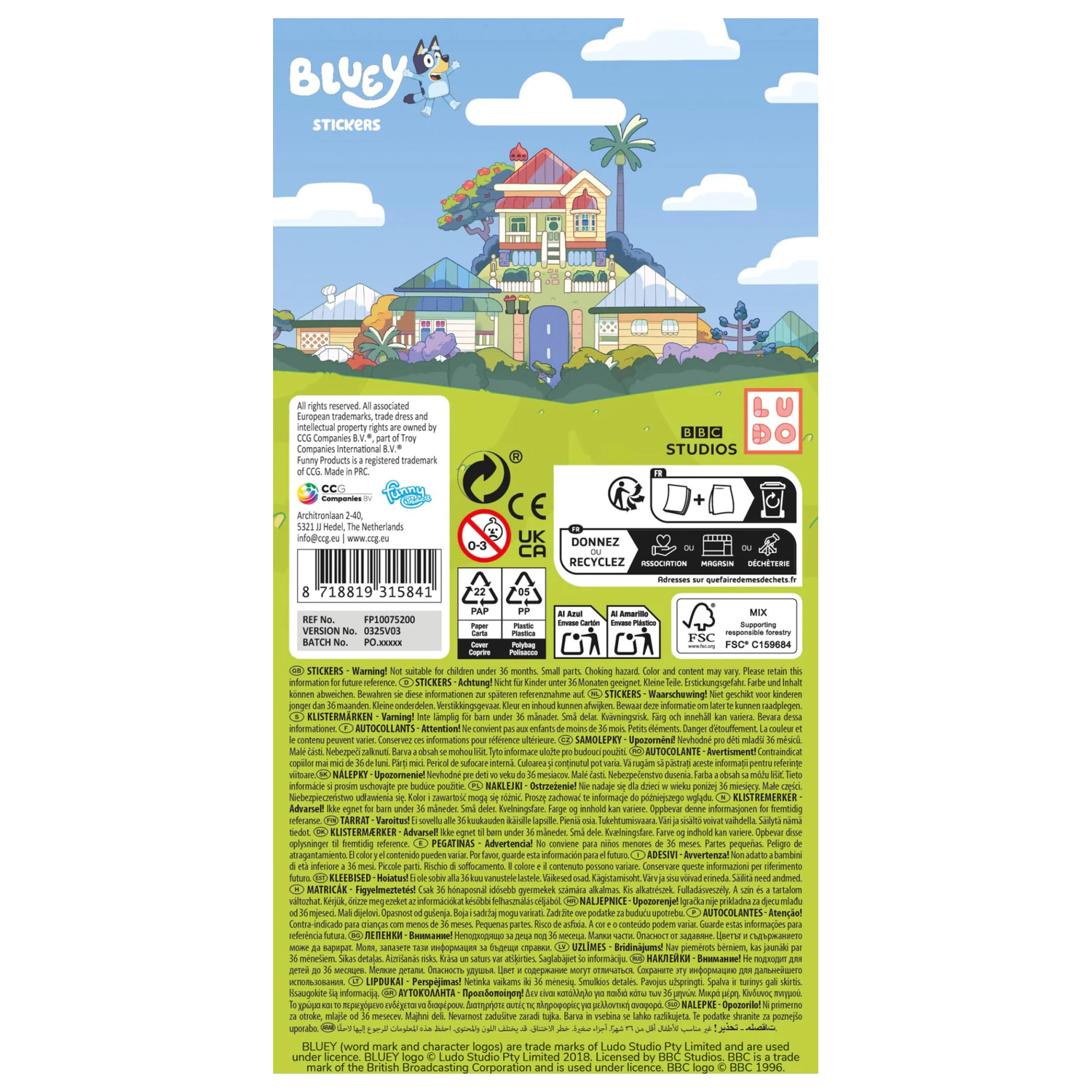 Bluey Bingo Mini Sticker Set Produktfoto