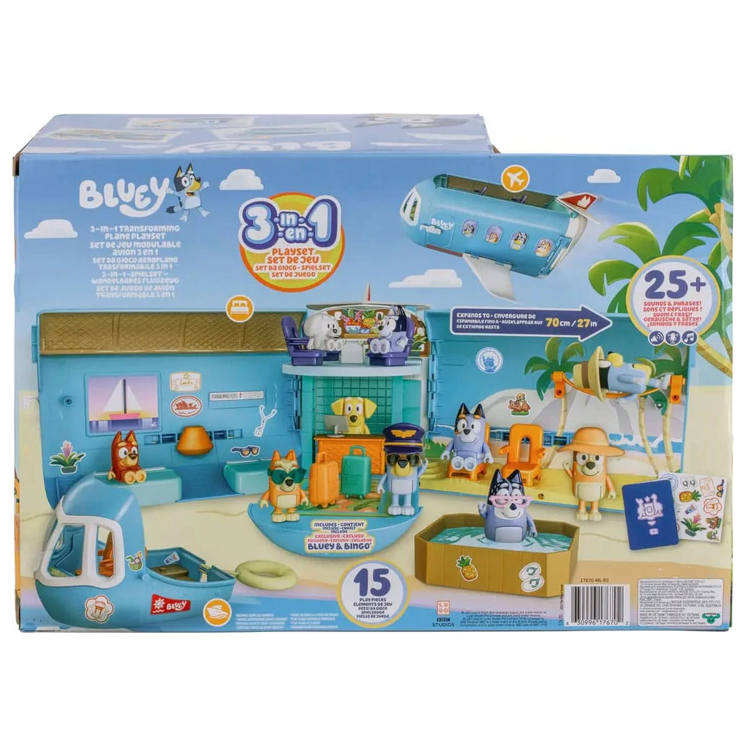 Bluey Mini Figur Spielset Bluey Holiday 3in1 Set Produktfoto