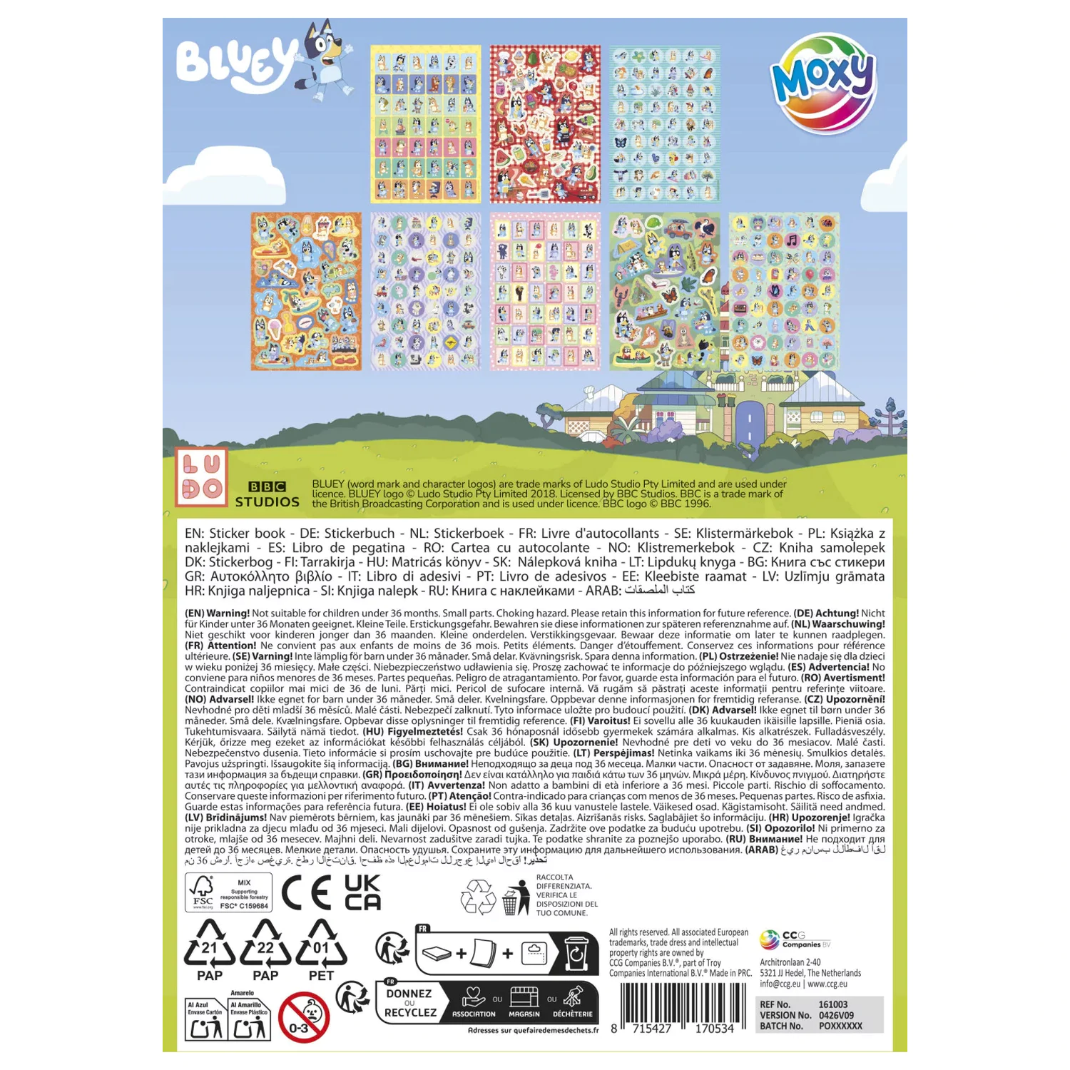 Bluey Friends Sticker-Pack 8 Blätter Produktfoto
