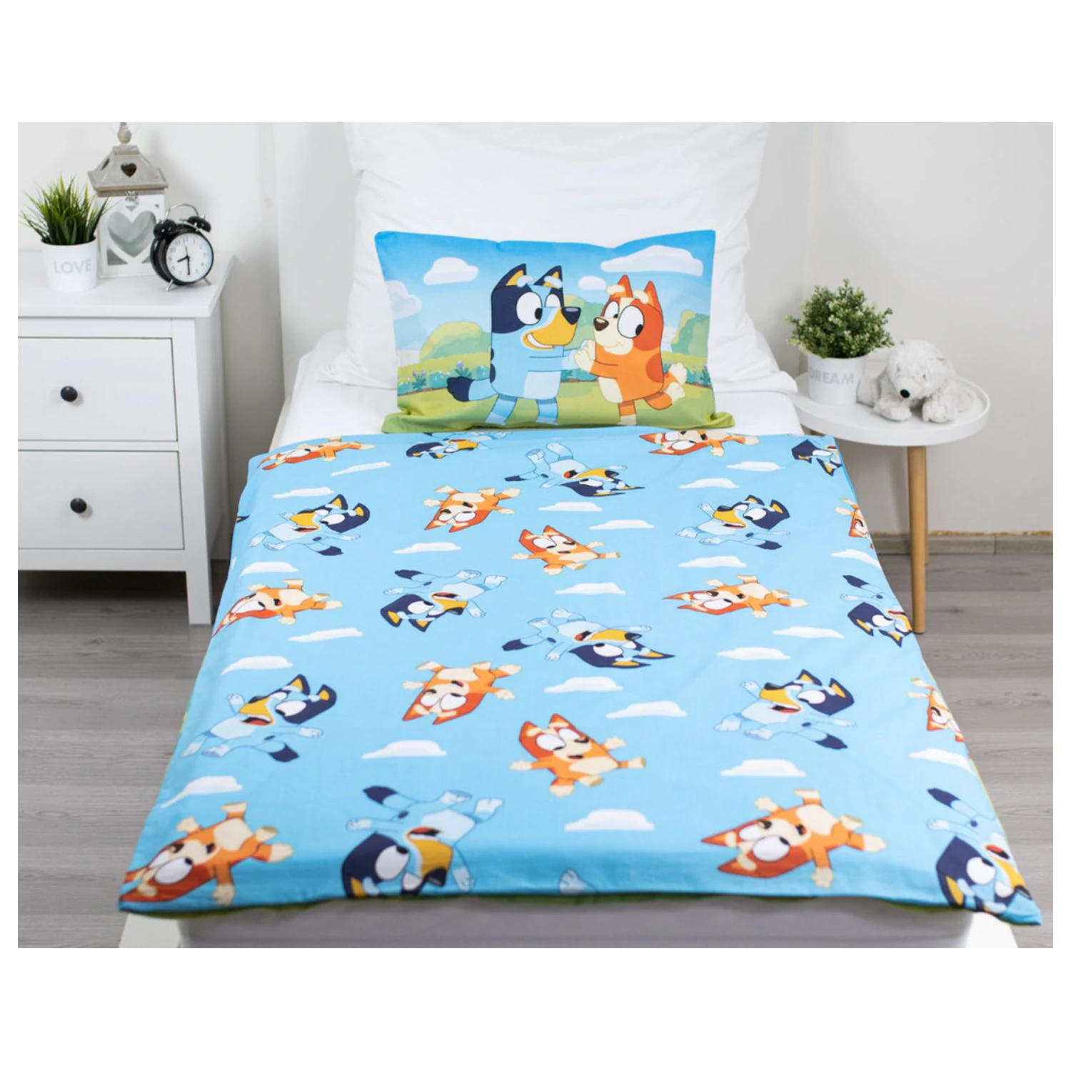 Bluey Happy Family Kinder Vorschule Bettbezug Set Produktfoto