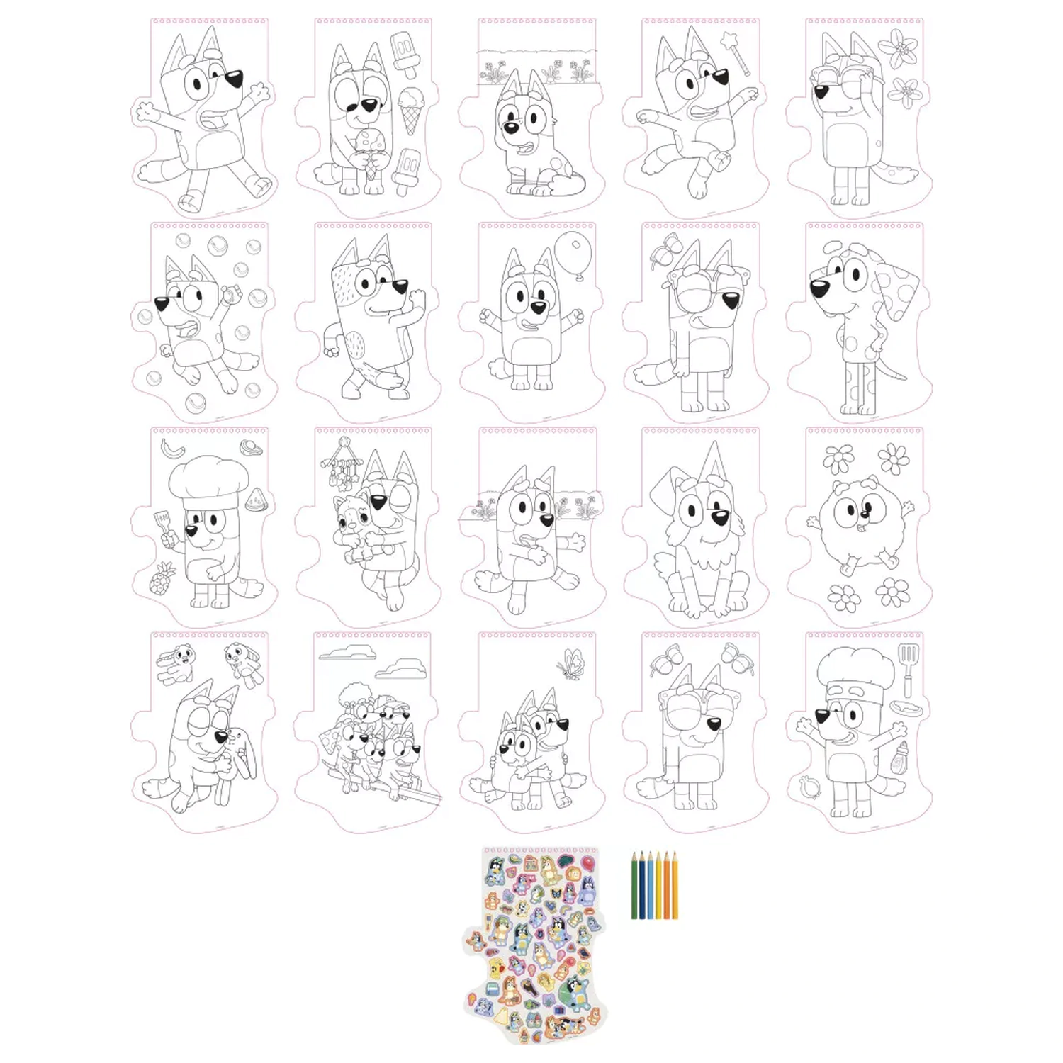 Bluey Happy Shape Malset mit Stickern und Buntstiften Produktfoto