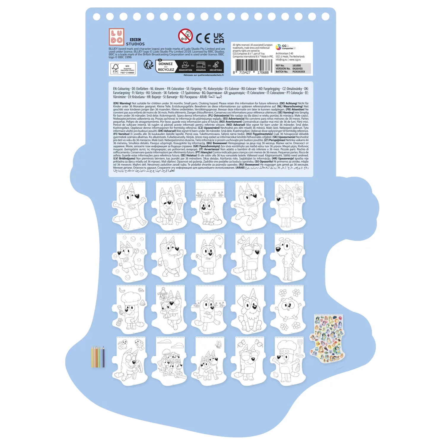 Bluey Happy Shape Malset mit Stickern und Buntstiften Produktfoto