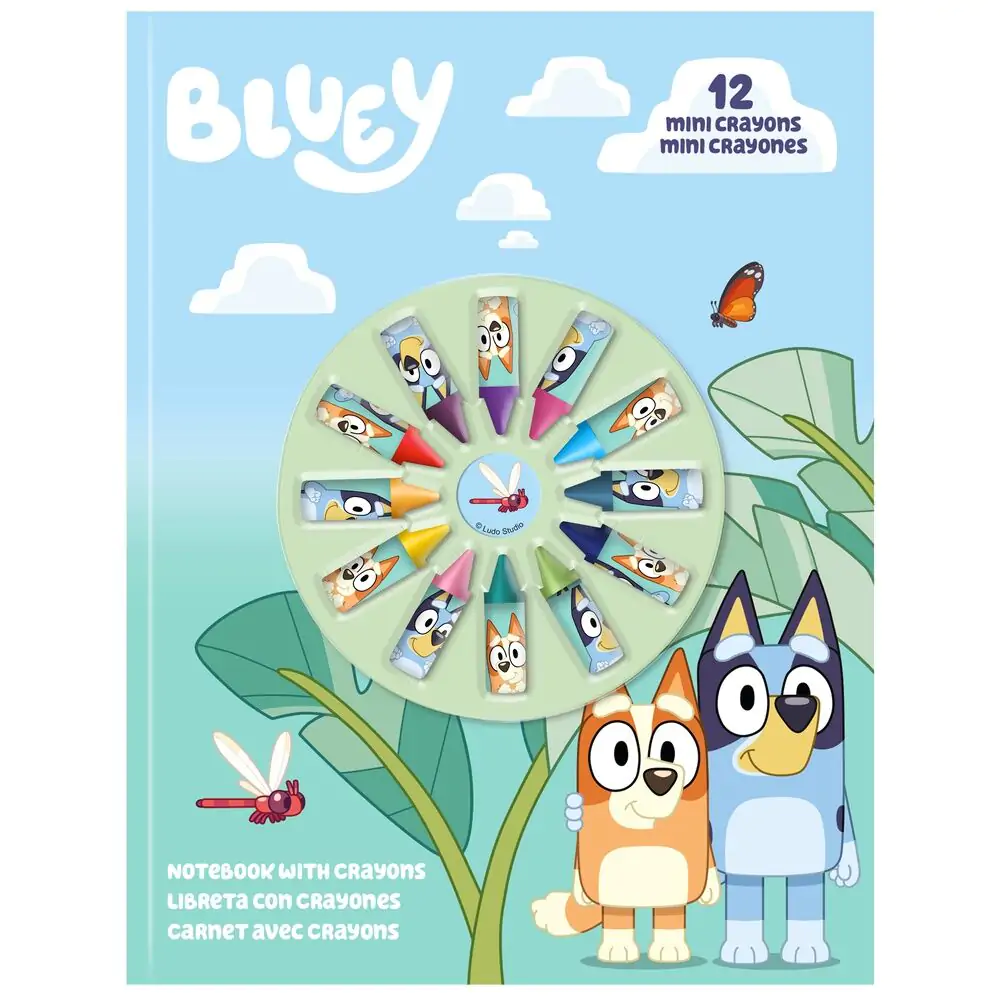 Bluey Notizbuch und 12 Mini-Wachsmalstifte Produktfoto