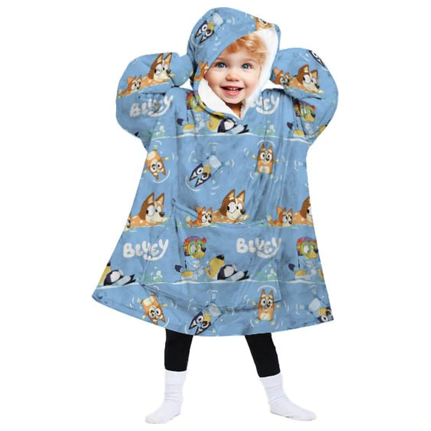 Bluey Seaside tragbare Plüsch Fleece-Decke Poncho für 3-6 Jahre Produktfoto