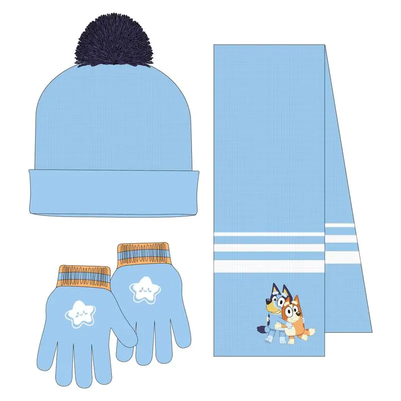 Bluey Winter Set Snood-Hut Handschuhe Produktfoto