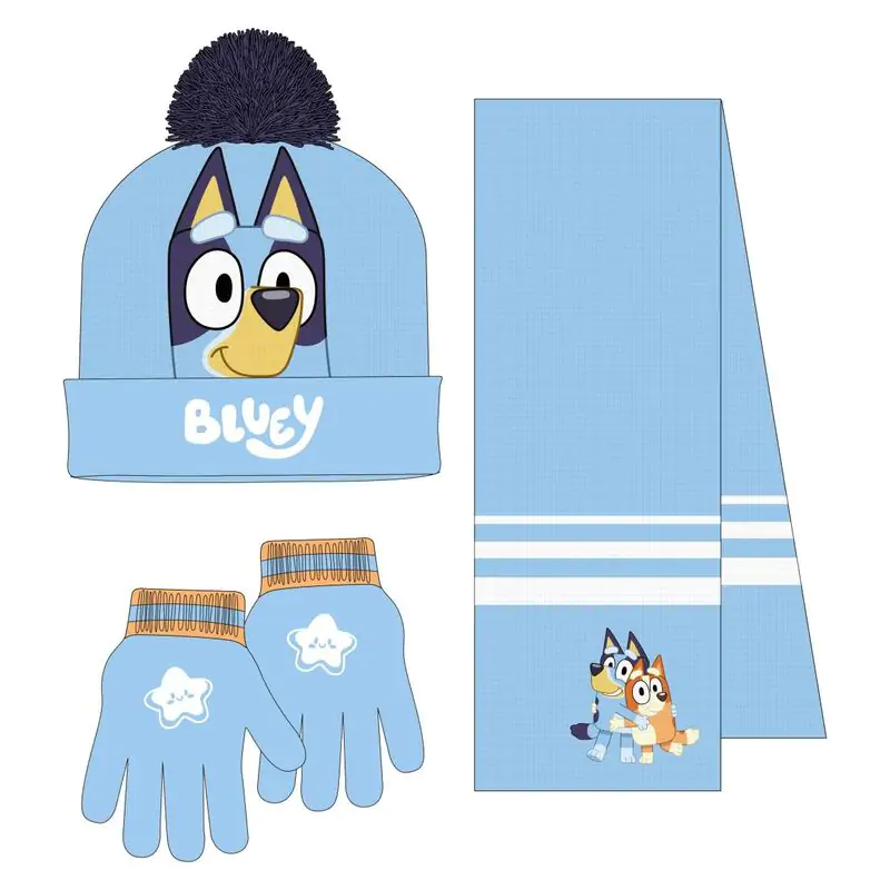 Bluey Winter Set Snood-Hut Handschuhe Produktfoto