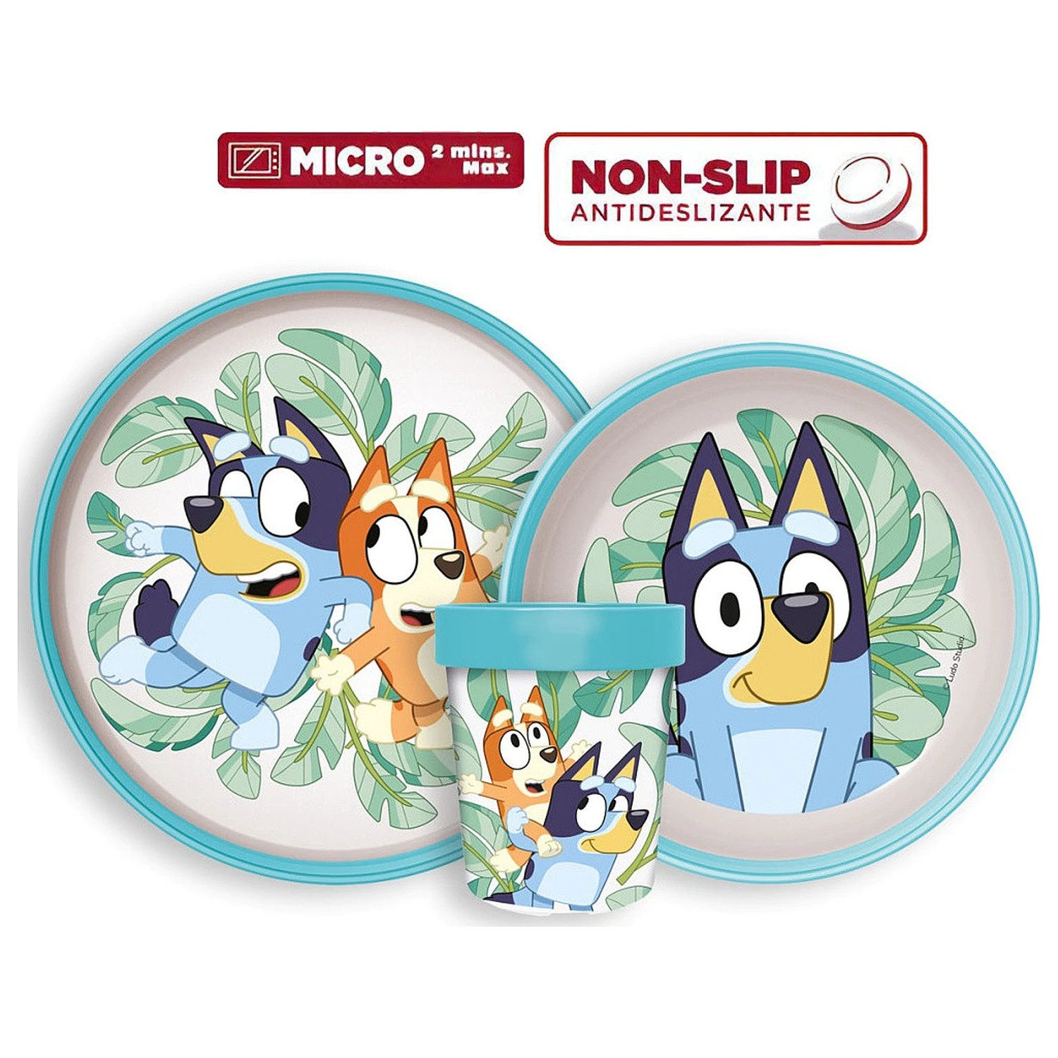 Bluey Tropical Anti-Rutsch-Geschirr-Set, Micro-Plastic-Set Produktfoto