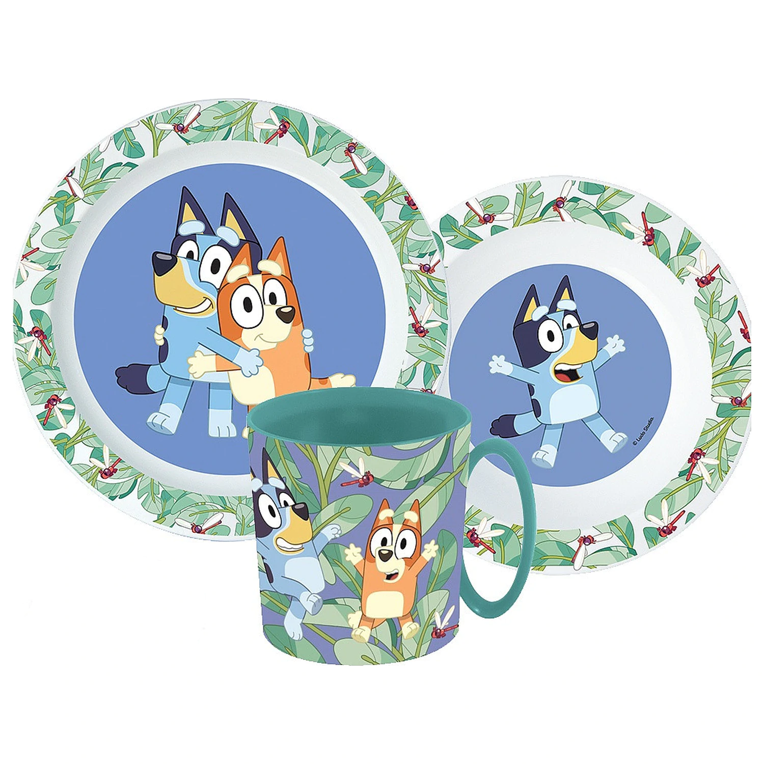 Bluey Tropical Essgeschirr-Set, Mikroplastik-Set mit Tasse Produktfoto