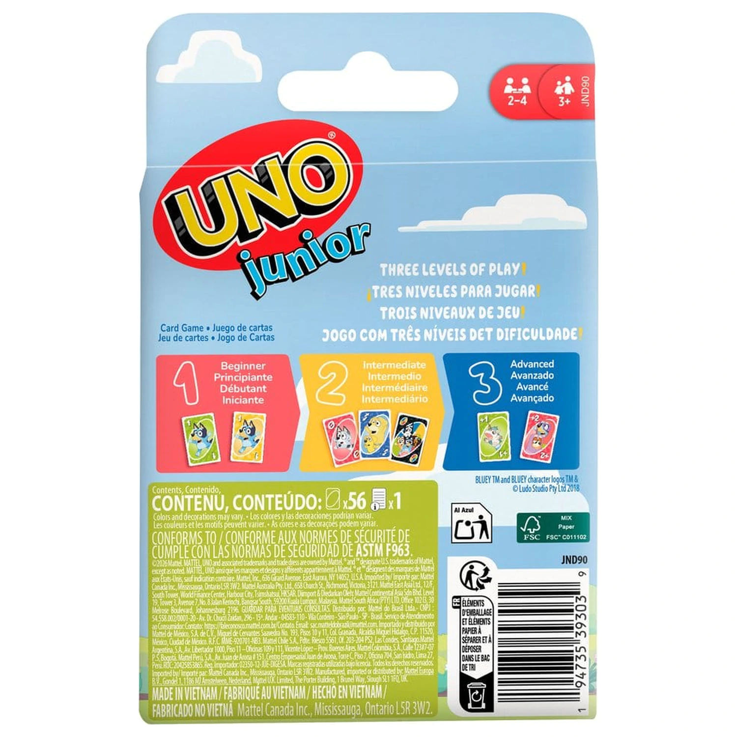Bluey UNO Junior Kartenspiel Produktfoto