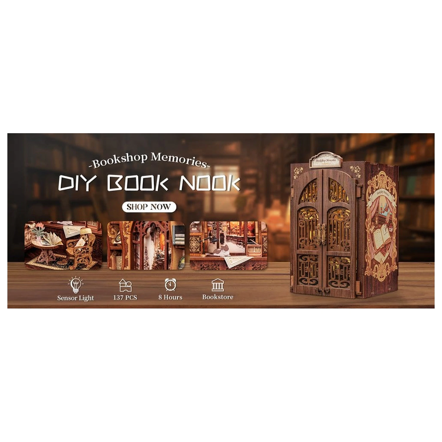 Book Nook Buchhandlung Erinnerungen 17 x 10 cm Produktfoto