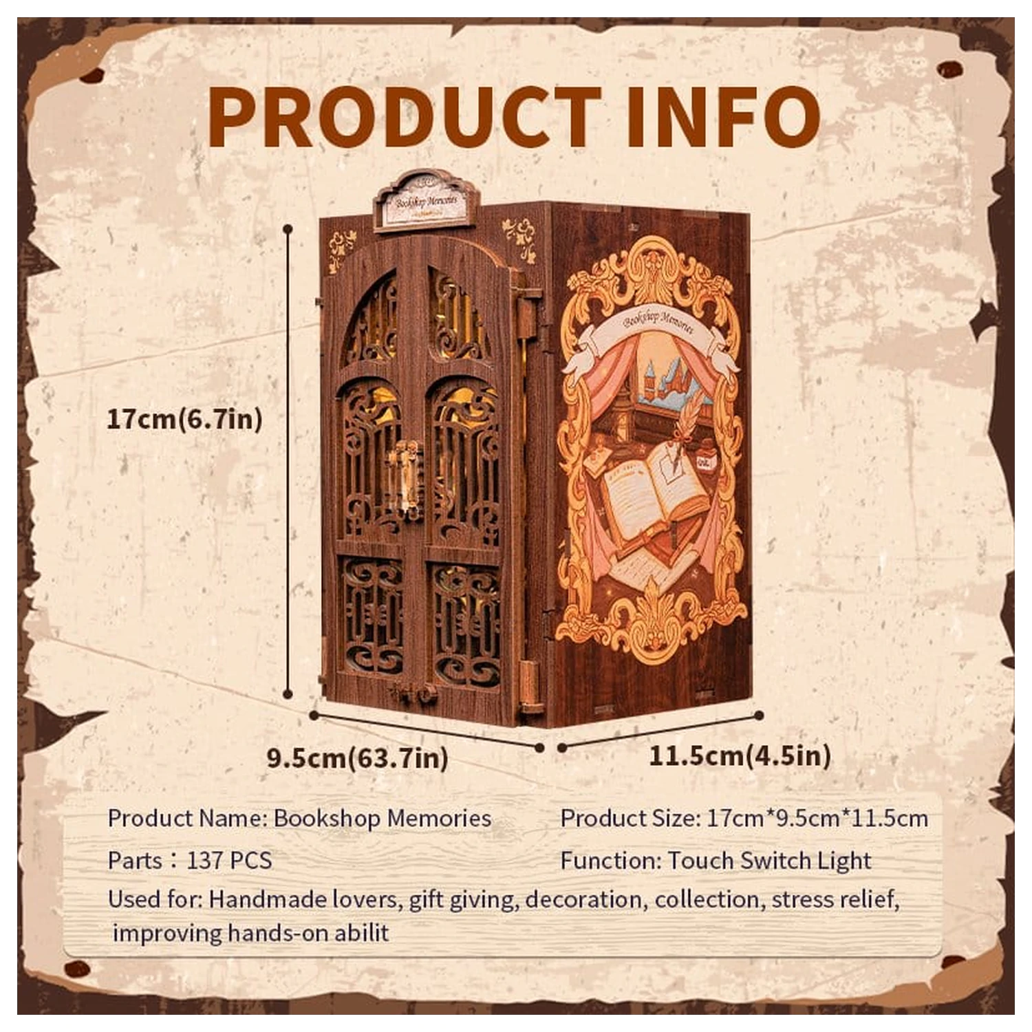 Book Nook Buchhandlung Erinnerungen 17 x 10 cm Produktfoto