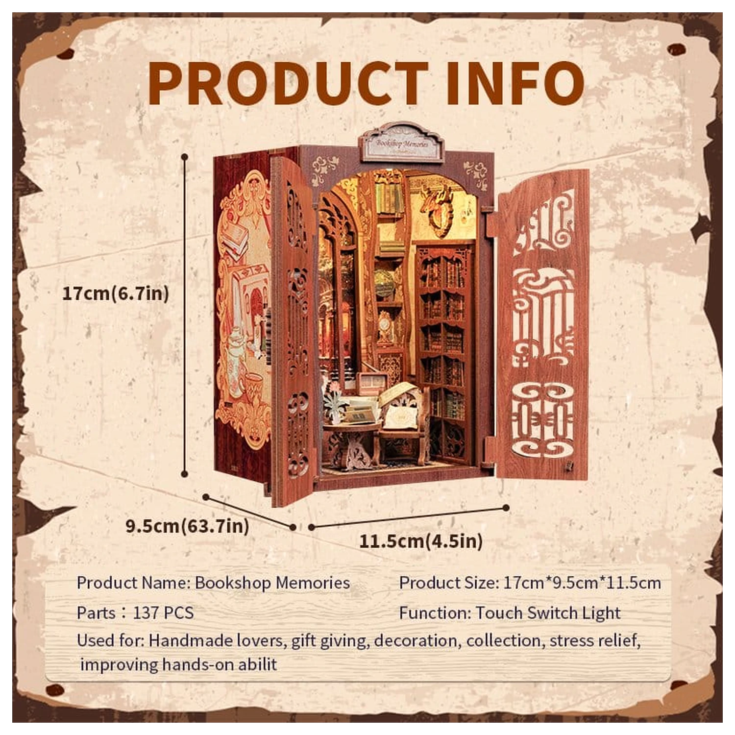 Book Nook Buchhandlung Erinnerungen 17 x 10 cm Produktfoto