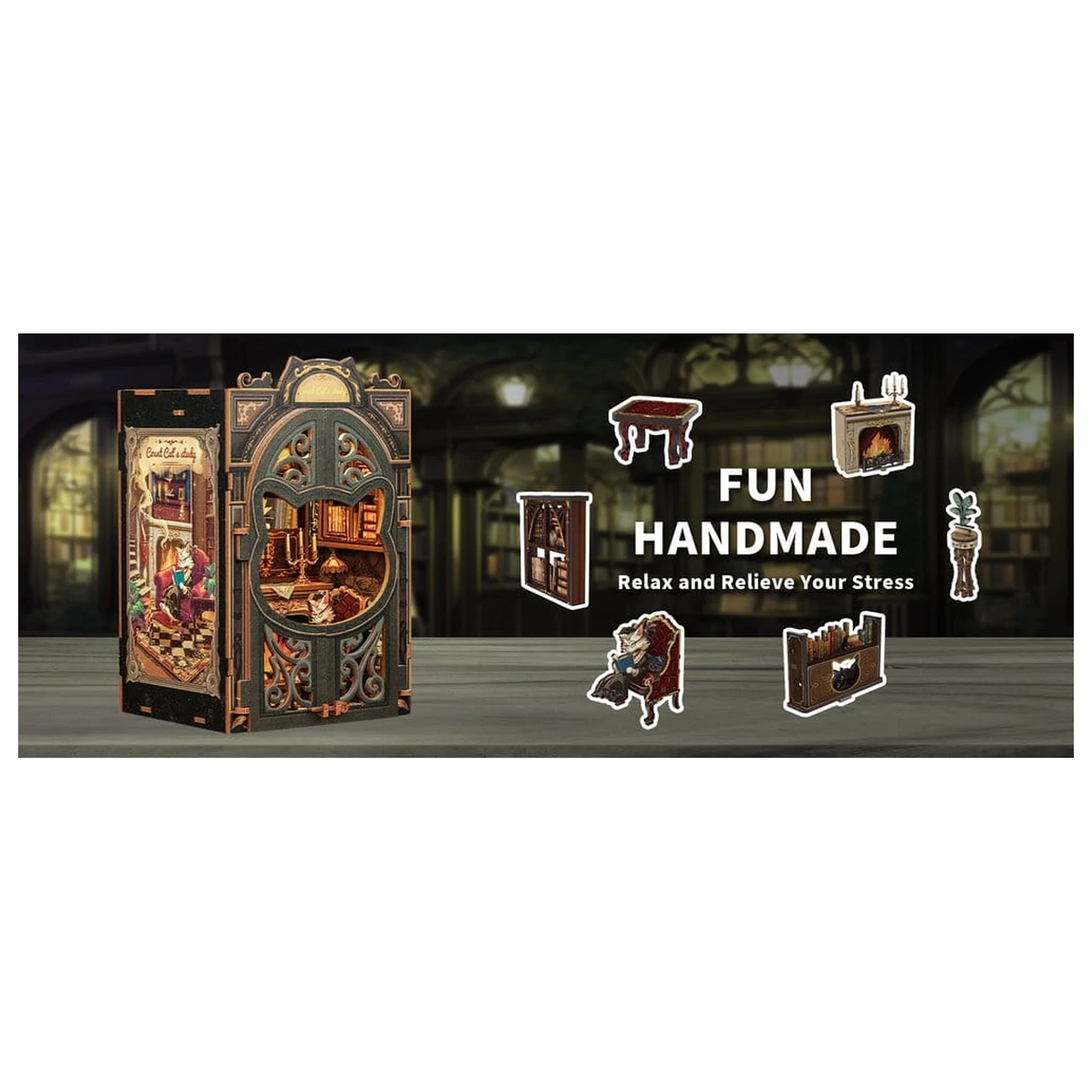 Book Nook Count Cat´s Study 17 x 12 Zentimeter Produktfoto