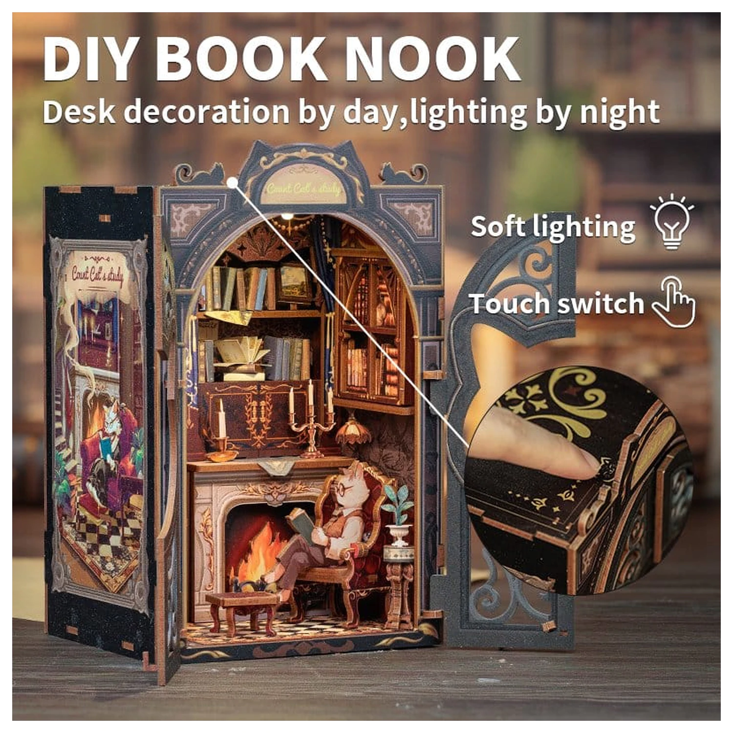 Book Nook Count Cat´s Study 17 x 12 Zentimeter Produktfoto