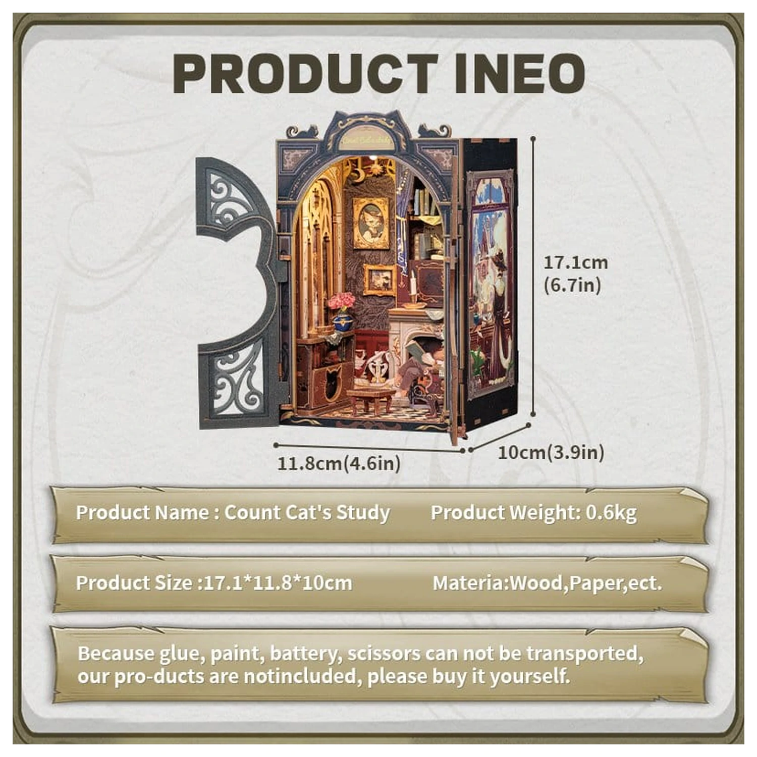 Book Nook Count Cat´s Study 17 x 12 Zentimeter Produktfoto