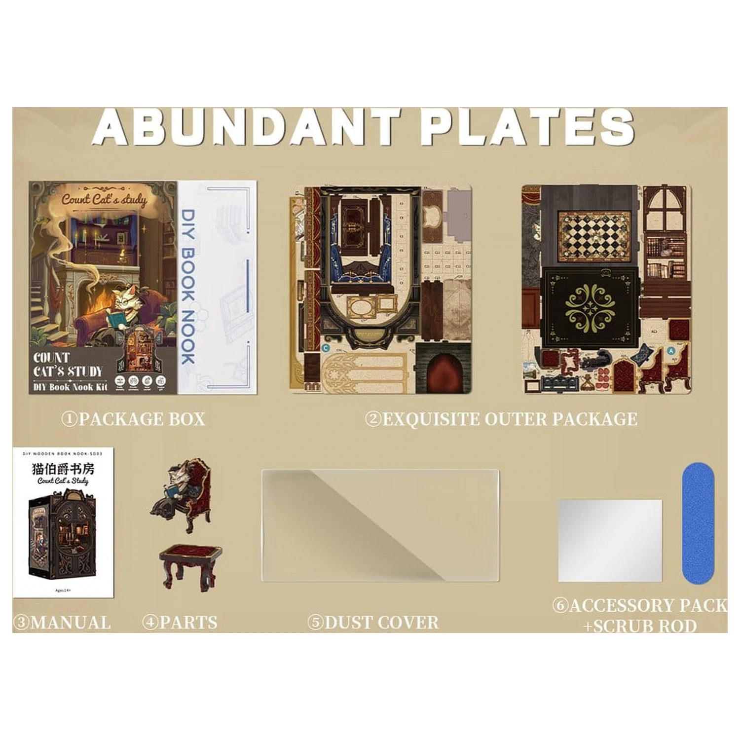 Book Nook Count Cat´s Study 17 x 12 Zentimeter Produktfoto